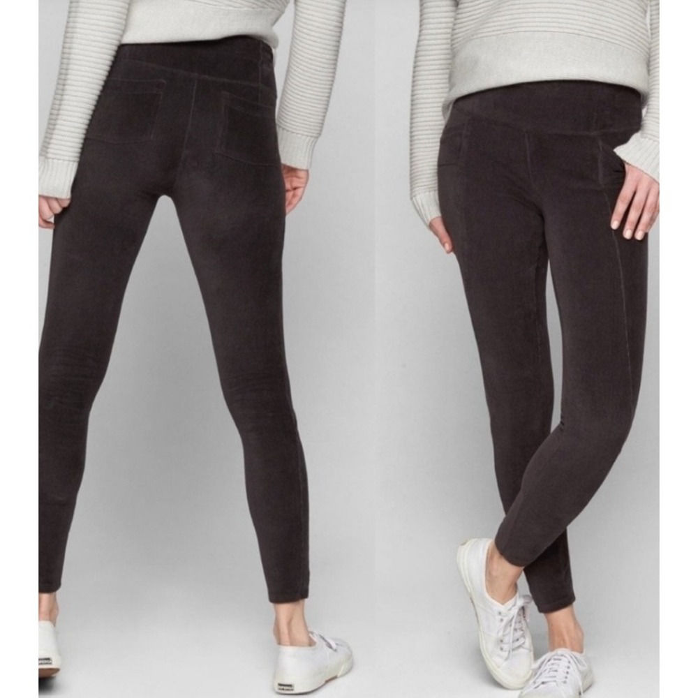 Athleta Cord High Waisted Metro Leggings (Pockets) Black Small